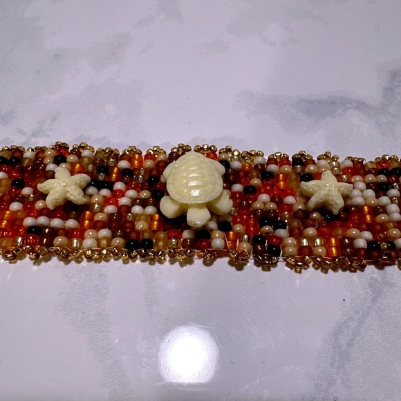 Unbranded Jewelry - Beaded Turtle Bracelet Starfish Accents Boho Chic Jewelry Handmade